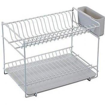 Sauvic 89000-Scolapiatti, plastificato Bianco, Piccolo, 38,5 x 25 x 28 cm