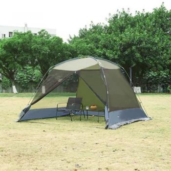 Gazebo da Giardino Beekdaelen con Zanzariere 305 x 305 x 213 cm in Poliestere Idrorepellente Verde/Gri