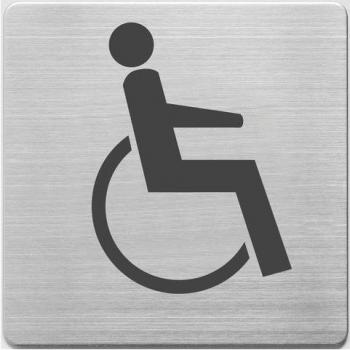 Tür-/Infoschild Edelstahl Behinderten-WC 90x90mm 5 Stück