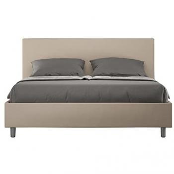 Cama matrimonial tapizada símil piel gris tórtola 160x210 sin somier