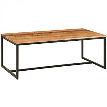 KADIMA DESIGN Couchtisch im Industrie-Stil, Massivholz & Metall, Braun/Schwarz, 110x60x40 cm