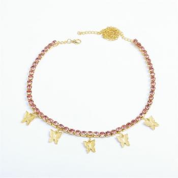 Rhinestone Butterfly Choker Necklace