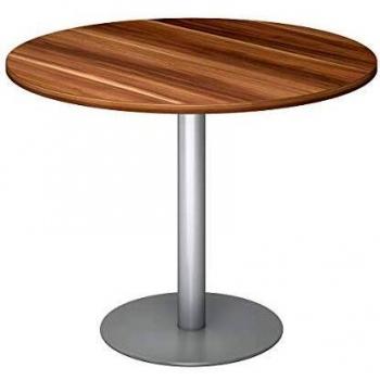 HAMMERBACHER Meeting‑Desk Ø 1000 mm – silberes Gestell, Zwetschge‑Tafel