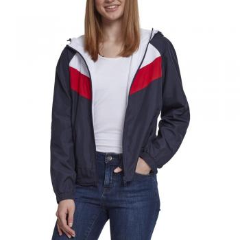 Urban Classic Women's 3-Tone Parka Windbreaker (Navy/White/Fiery Red)