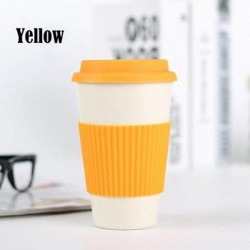 Taza Grande de Bambú Verde Reutilizable 400 ml para Café con Tapa de Silicona