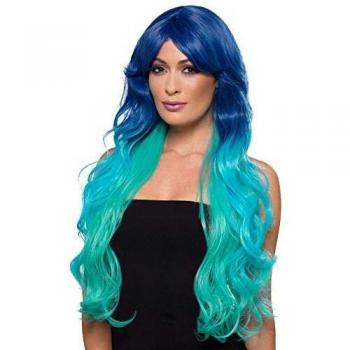 Parrucca Blu Ondulata Extra Lunga