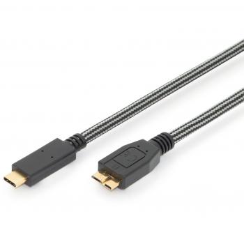 Ednet 84328 Cavo USB 1 m Type‑C – Micro‑B ST/ST, Gen2 10 Gbps, nero e oro