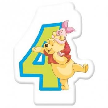 Zahlkerze 4 Winnie Pooh Disney Kinderparty-Deko