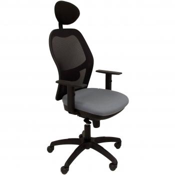 Silla Jorquera malla negra asiento bali gris con cabecero fijo
