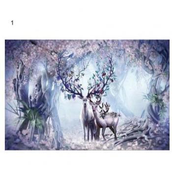 Puzzle 1000 pièces Cerf, Chat et Paon