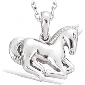Tesori di Lily F6280 – Pendente d’Argento “Galoppo Cavallo” (placcato rodi) 9x18 mm