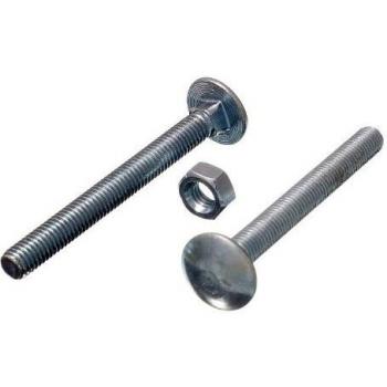 CUP SQUARE COACH BOLT M8 8MM 75MM FULLY THREADED WITH NUTS BZP (pack of 25)