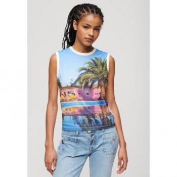 Superdry Top Senza Maniche Sub Print Palm Blue AOP L