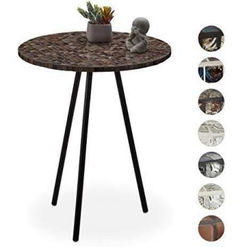 Tavolino Rotondo in Mosaico Marrone 50 x 41 cm