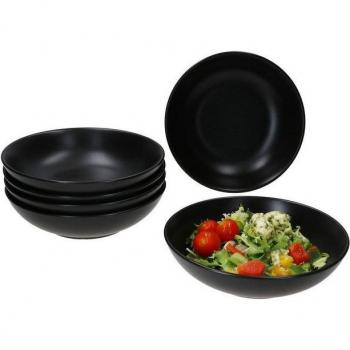 Assiette à soupe panther noire mate, set de 6, 20cm, faïence