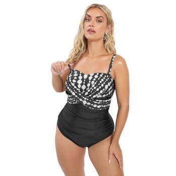 Black Spot-Print Crossover Bikini for Women – Size 14