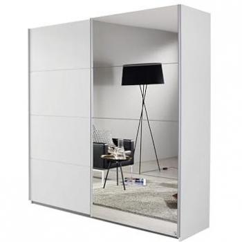 Rauch Schwebetürenschrank SUBITO, B 136 cm x H 197 cm, Alpinweiß, 2 Türen, mit Spiegel
