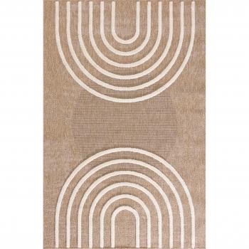 Alfombra de Yute Nazar con Motivo de Arcos Blancos 160x230