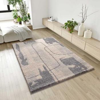 Shaggy Abstracto Helia 133x190 cm – Gris/Plata (Polipropileno)