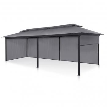 Pergola avec toile polyester grise Blumfeldt Cortina 3 x 6 m
