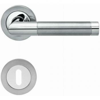 Ensemble béquilles Rosace Rond – Karcher Design – BE700A – Inox poli satiné – Clé L