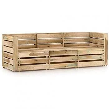 Sofá de Jardín de 3 Plazas en Madera de Pino Verde Tratada