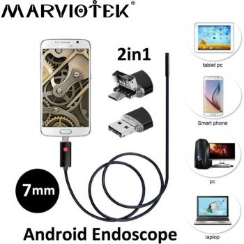 Wasserdichtes Mini Endoskop 2 in 1 HD Kamera USB mit 6 LEDs, 2m/5m/10m