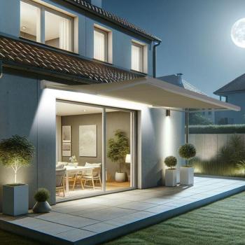 Store Banne Intégrale SOA 5x3,5 m – Motorisé avec Secours et Télécommande + LED (Blanc Satiné RAL9010