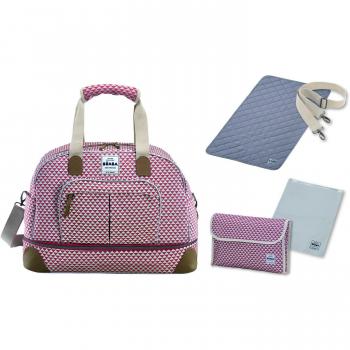 BÉABA Mochila de Maternidad Amsterdam II, Bolso de Viaje XXL, 50 litros, Colchoneta cambiador, Rojo