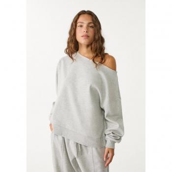 Stradivarius Basic Rundhals-Sweatshirt Grau XS