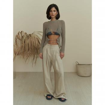 Pantalón Palazzo Beige Mahoney con Toque Bohemio