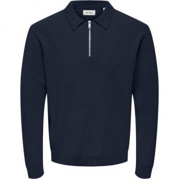 ONLY & SONS ONSMATTEO LS ZIP POLO in Dunkelblau, Größe XXL