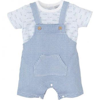 Conjunto de bebé niño con camiseta y peto de cuadros vichy