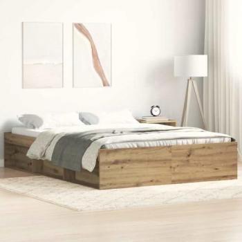 Cadre de Lit 140x190 cm en chêne artisanal – version sans matelas
