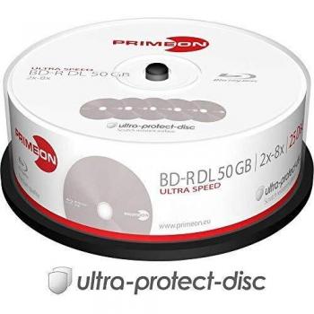 Primeon BD-R DL 50 Go/2-8x Cakebox (1 disque) Ultra Protect-Disc Surface noir