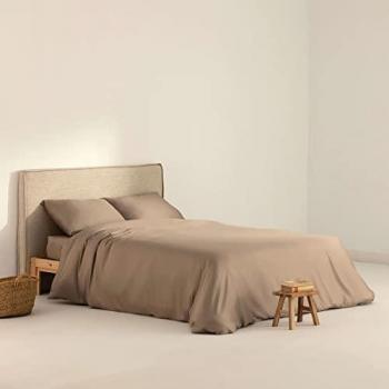 Satin Nordic 300 Fils – Drap housse Terracotta, 220x220 cm, 135/140