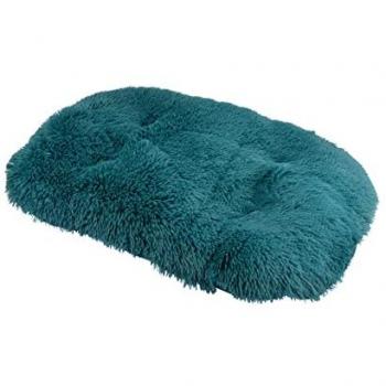 Coussin Bain de Nappage Bleu Canard, Faux Fourrure Reversible – 77 × 50 cm