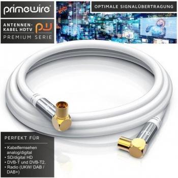 Primewire Koaxial-RTV-Kabel 90° gewinkelt, IEC‑Standard, 75 Ω, 120 dB, 2 m Länge