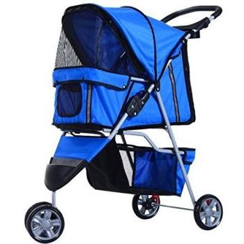 PawHut Pet Travel Stroller Cat Dog Pushchair Trolley Puppy Jogger Carrier Three Wheels