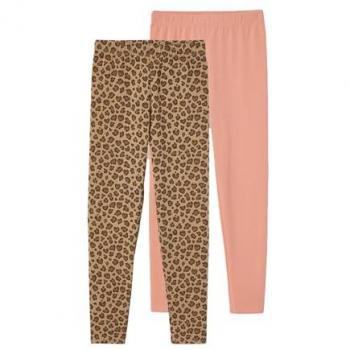 Kids' Beige Comfort Leggings Set – Two Pieces, 7/8Y