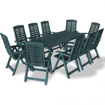 Set de repas en plein air 11 pièces – Vert – Résistant aux intempéries