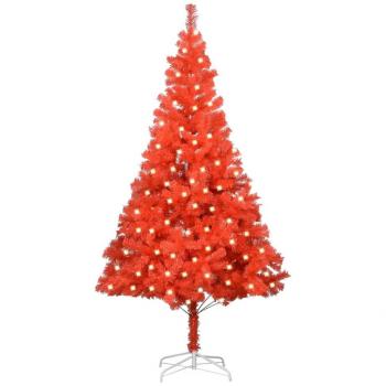 Albero di Natale Preilluminato Rosso 240 cm con Supporto