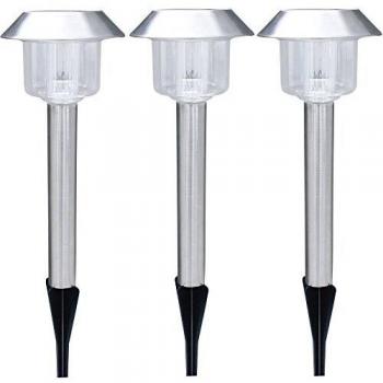 Dreifach-Solarlampe Globo – Edelstahl, IP44, LED