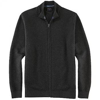 OLYMP Level Five Herren Strickjacke Stehkragen Regular Fit Dunkelgrau Größe L