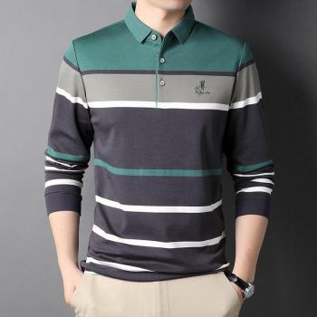 Chemise droite à rayures pour homme en coton