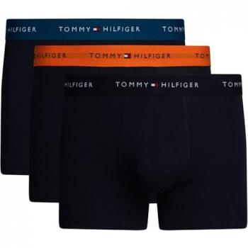 Tommy Hilfiger Men's 3-Pack Signature Cotton Boxer Trunks, Navy/Turquoise/Orange
