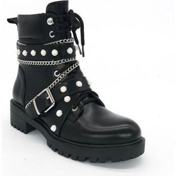 Women's Winter Motorcycle Boots with Wedge and Pearl Details