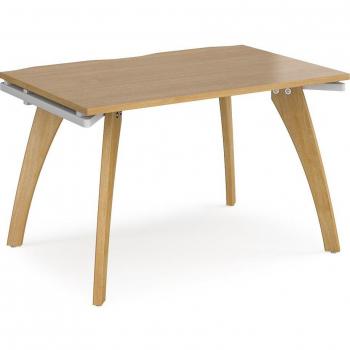 Single Desk with Oak Legs and White Underframe