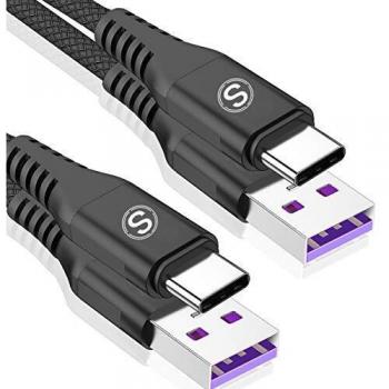 A USB C Cable, [2-Pack 2M] AviBrex Nylon Braided Data Cord