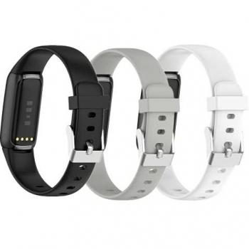 Cinturino in silicone per Fitbit Luxe, taglia S e L, nero+grigio+bianco